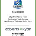 Baytown Texas Combination Tax and Revenue Certificates October 2020