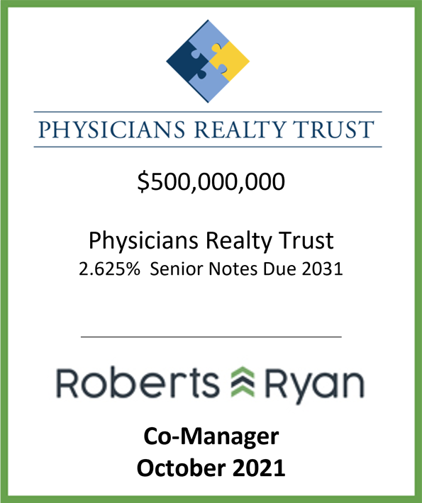 Tombstone - Physicians Realty Trust 2021.10.08