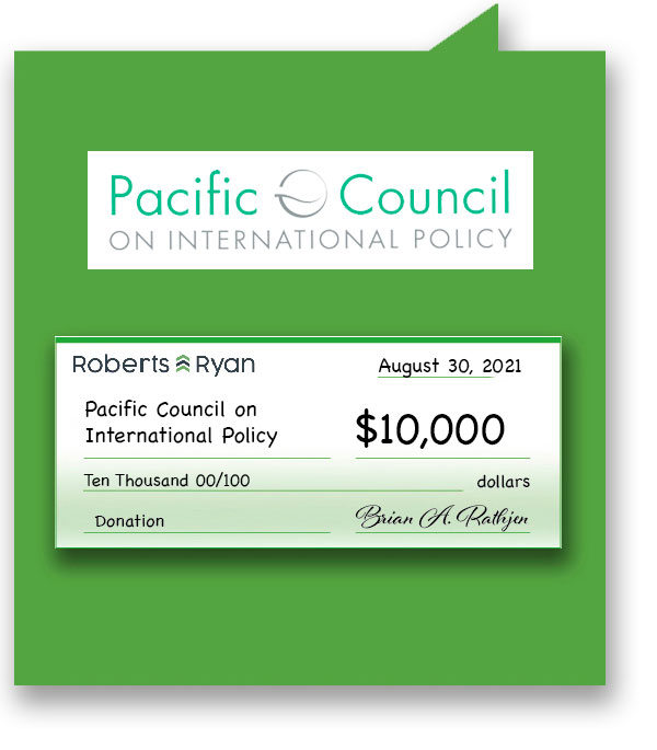 $10,000 donated to Pacific Council on International Policy by Roberts and Ryan