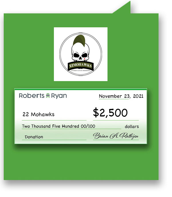 Roberts and Ryan donates $2,500 to 22 Mohawks