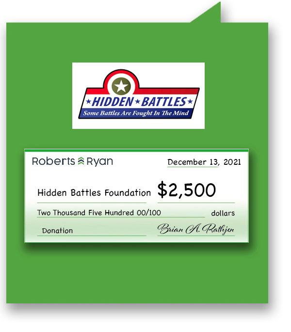 Roberts and Ryan donates $2,500 to Hidden Battles Foundation