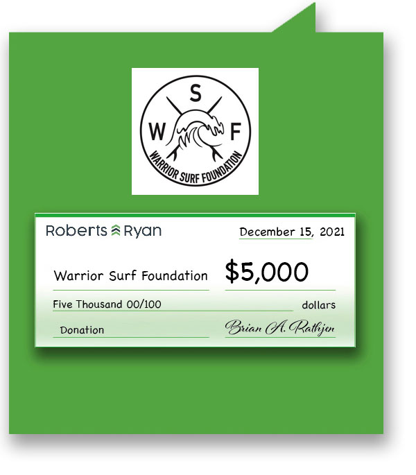 Roberts and Ryan donates $5,000 to Warrior Surf Foundation