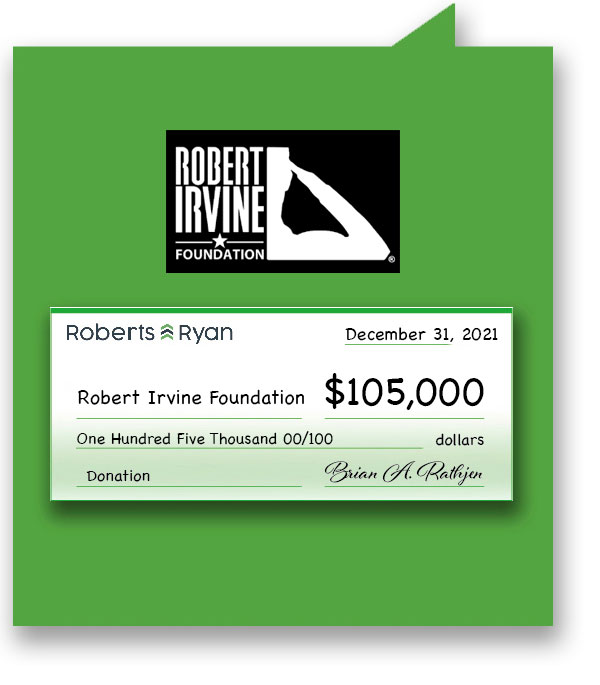 Roberts anad Ryan donated $105,000 to the Robert Irvine Foundation in 2021