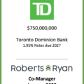 Toronto Dominion Bank Notes Due 2027 - January 2022