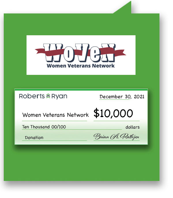 Roberts and Ryan donated $10,000 to Women Veterans Network