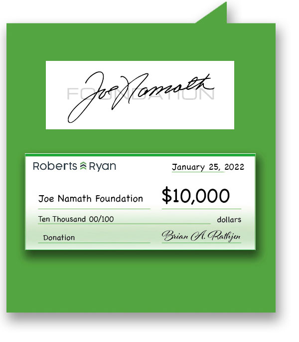 Roberts and Ryan donated $10,000 to Joe Namath Foundation