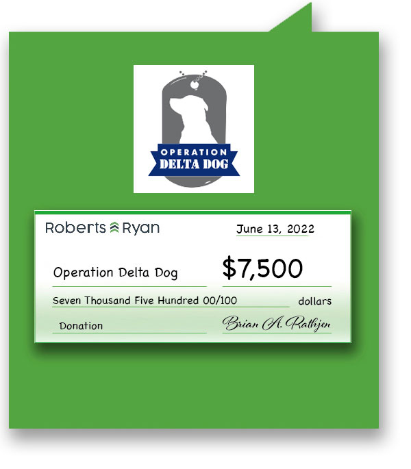 Roberts and Ryan donated $7,500 to Operation Delta Dog