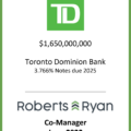 Toronto Dominion Bank Notes Due 2025 - June 2022