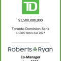 Toronto Dominion Bank Notes Due 2027 - June 2022