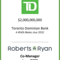 Toronto Dominion Bank Notes Due 2032 - June 2022
