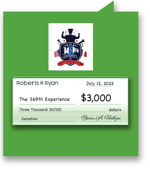 Roberts and Ryan donates $3,000 to the 369th Experience