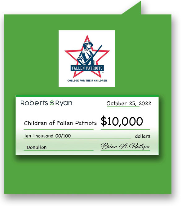Roberts and Ryan donates $10,000 to Children of Fallen Patriots