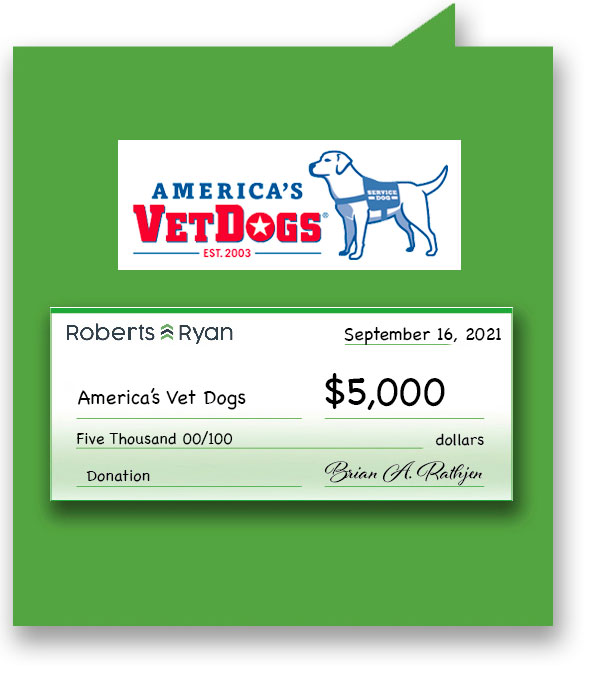 Roberts and Ryan donated $5000 to America's Vet Dogs