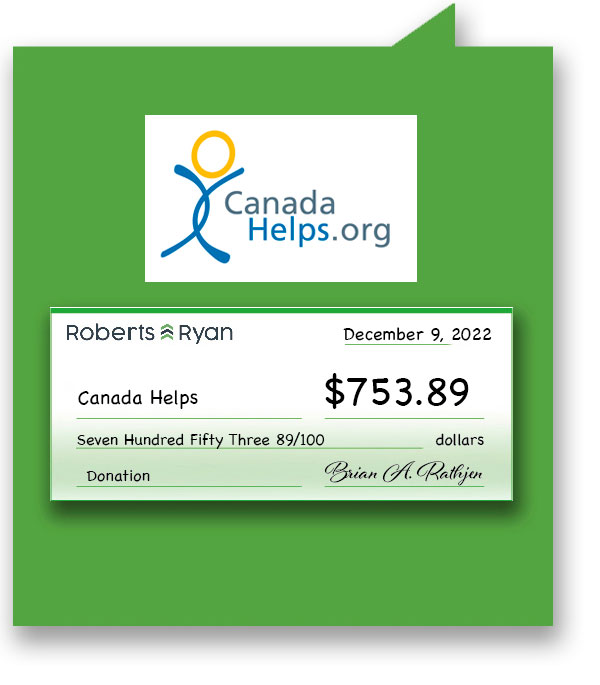 Roberts and Ryan donated $753.89 to Canada Helps