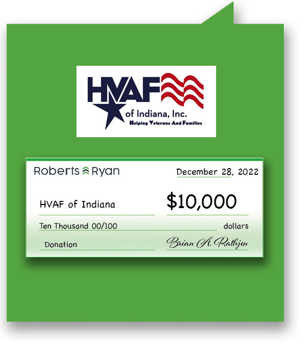 Roberts and Ryan donated $10,000 to HVAF of Indiana