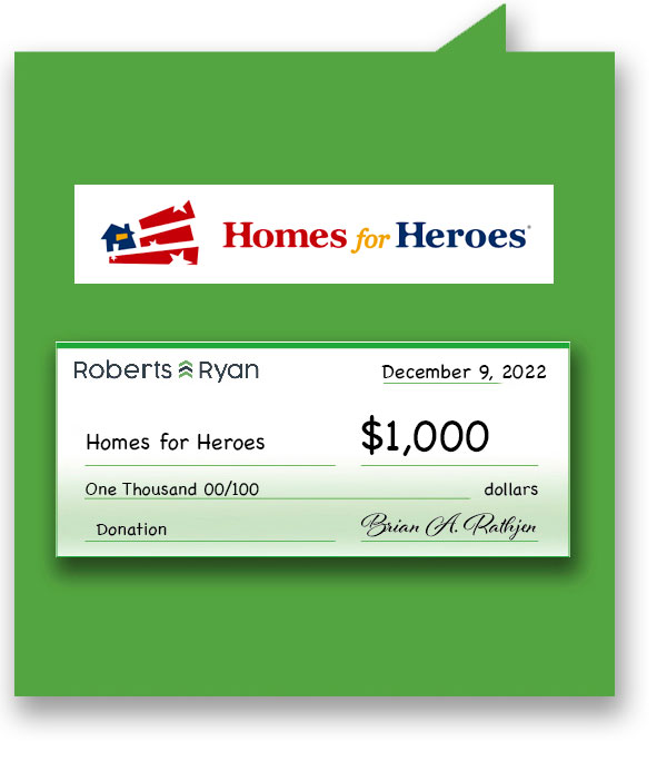 Roberts and Ryan donated $1,000 to Home for Heroes