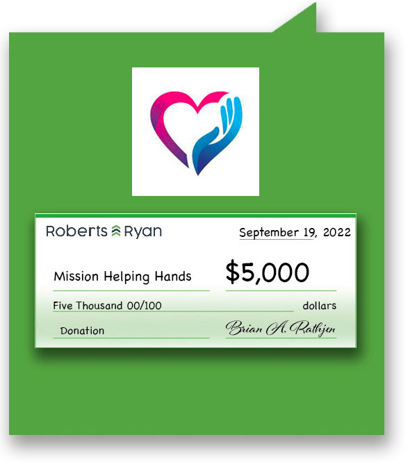 Roberts and Ryan donated $5,000 to Mission Helping Hands