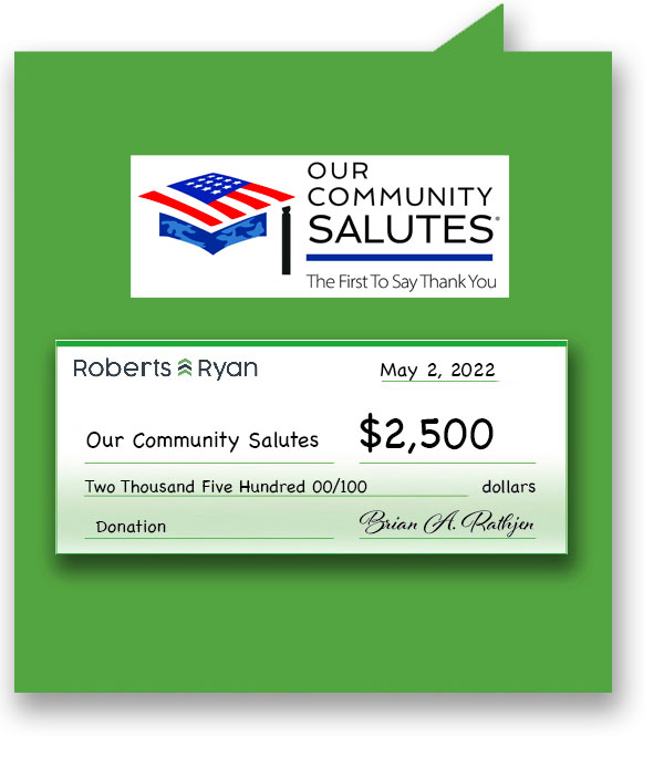 Roberts and Ryan donated $2,500 to Our Community Salutes