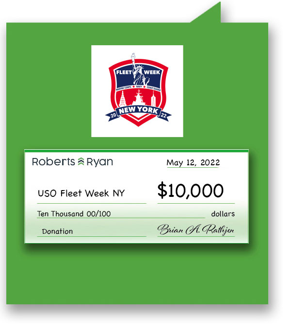 Roberts and Ryan donated $10,000 to USO Fleet Week NY