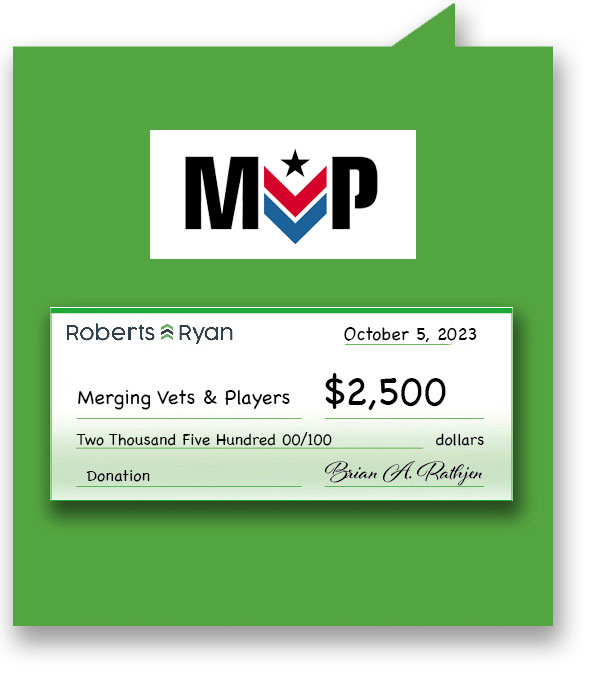 Roberts and Ryan donated $2,500 to Merging Vets & Players
