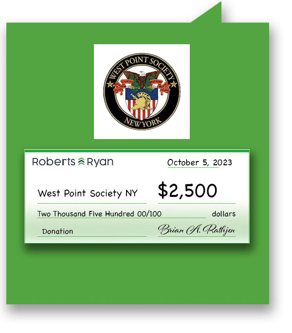 Roberts and Ryan donated $2,500 to West Point Society of New York