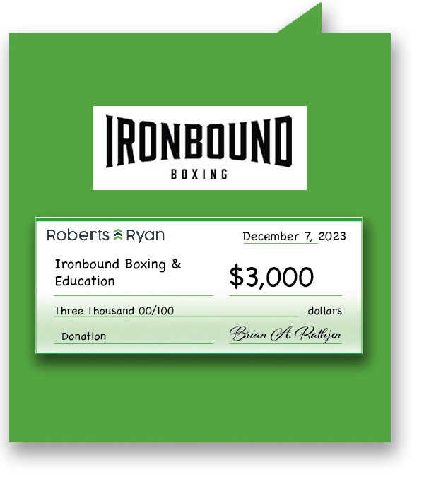 Roberts and Ryan donated $3,000 to Ironbound Boxing
