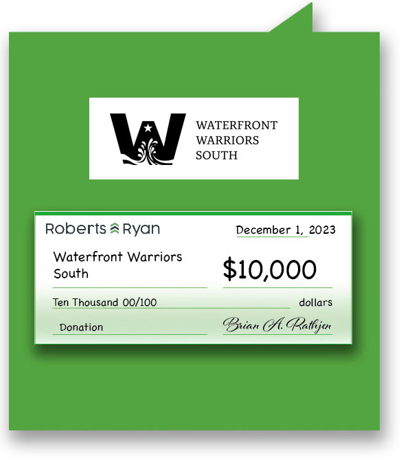 Roberts and Ryan donated $10,000 to Waterfront Warriors