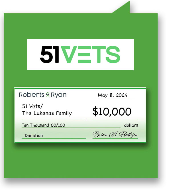 Roberts and Ryan donated $10,000 to 51 Vets / The Lukenas Family