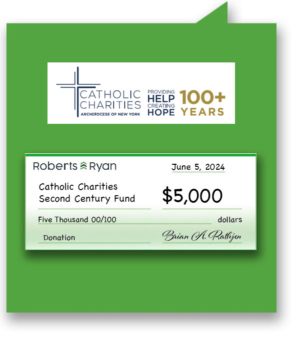 Roberts and Ryan donated $5,000 to the Catholic Charities Second Century Fund