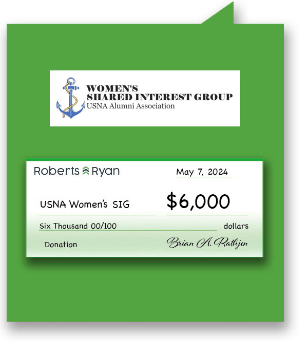 Roberts and Ryan donated $6,000 to USNA Women’s SIG