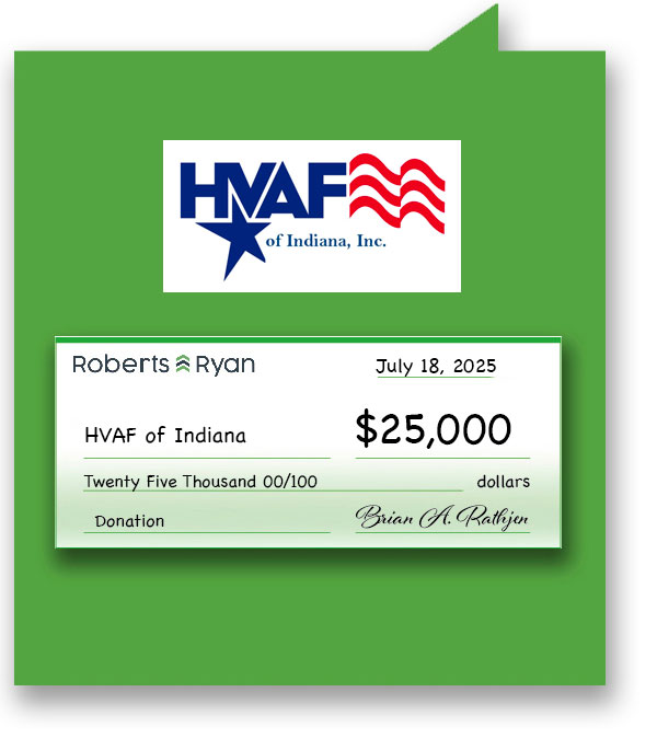 Roberts and Ryan donated $25,000 to the HVAF of Indiana
