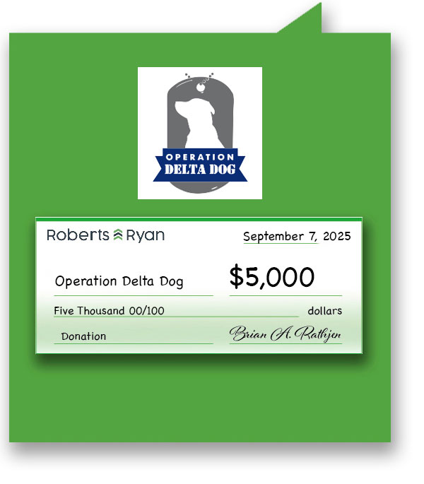 Roberts and Ryan donated $5,000 to Operation Delta Dog