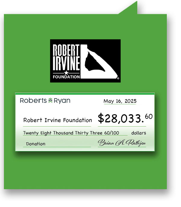 Roberts and Ryan donated $28,033.60 to the Robert Irvine Foundation