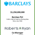 Barclays FRN Due 2046 - August 2025