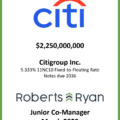 Citigroup 11NC10 FRN Due 2036 - March 2025