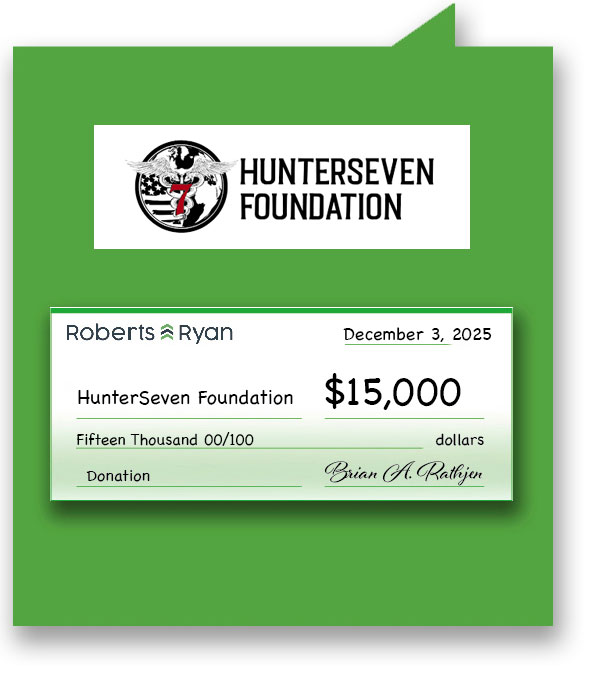 Roberts and Ryan donated $15,000 to the HunterSeven Foundation