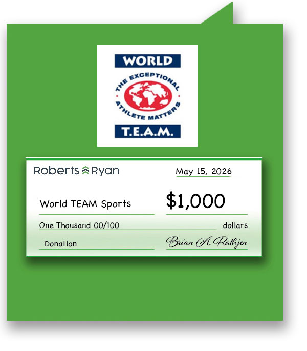 Roberts and Ryan donated $1,000 to World TEAM Sports