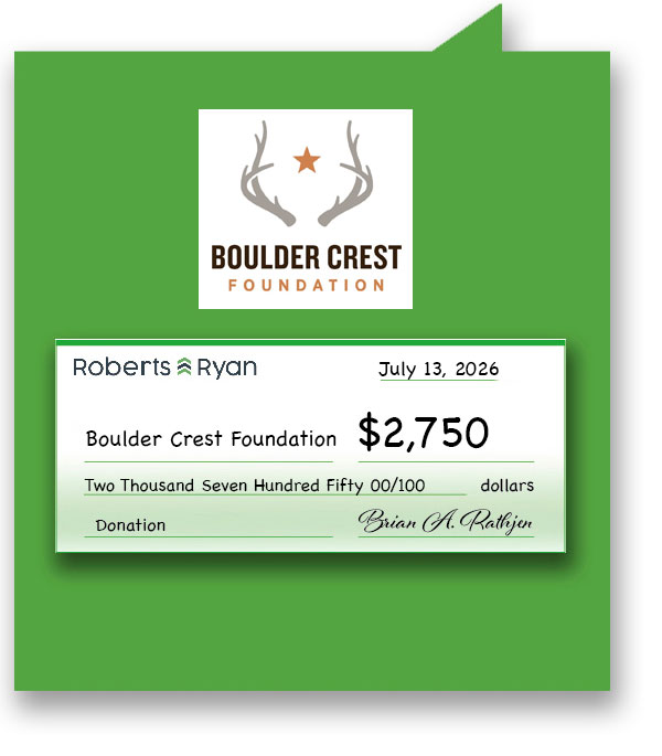 Roberts and Ryan donated $2,750 to the Boulder Crest Foundation