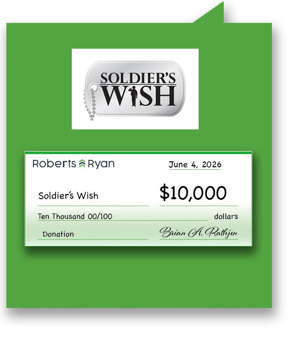 Roberts and Ryan donated $10,000 to Soldier's Wish