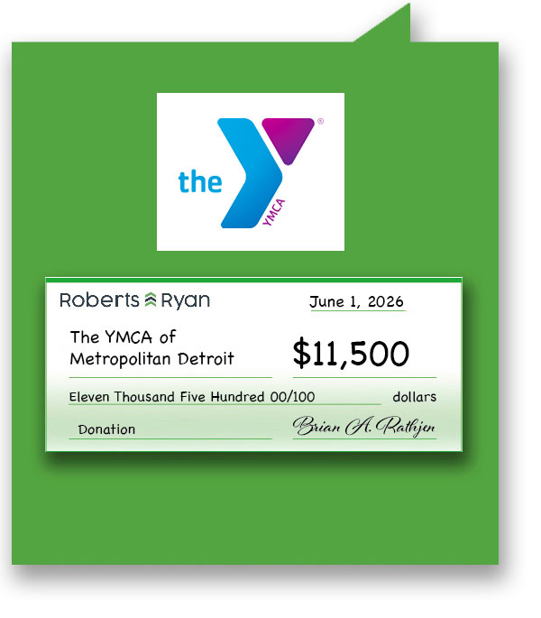 Roberts and Ryan donated $11,500 to the YMCA of Metropolitan Detroit