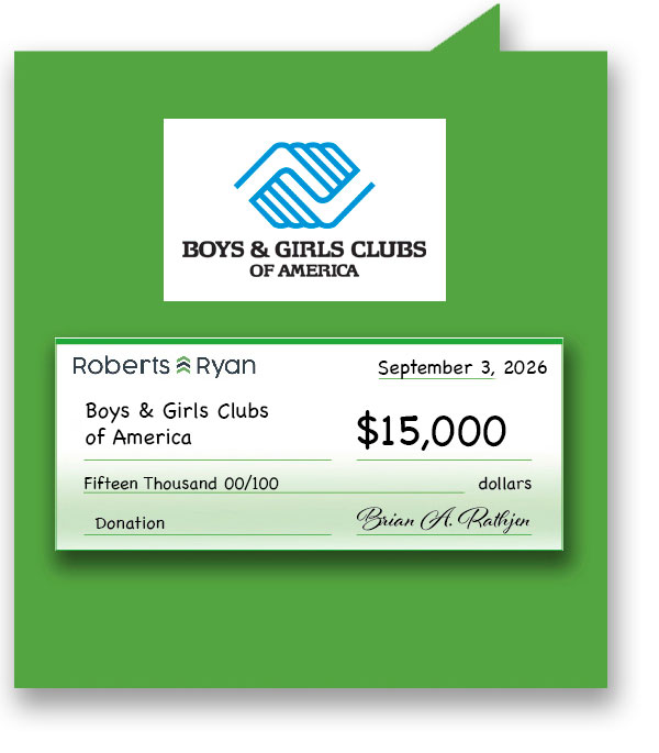 Roberts and Ryan donated $15,000 to the Boys and Girls Clubs of America.