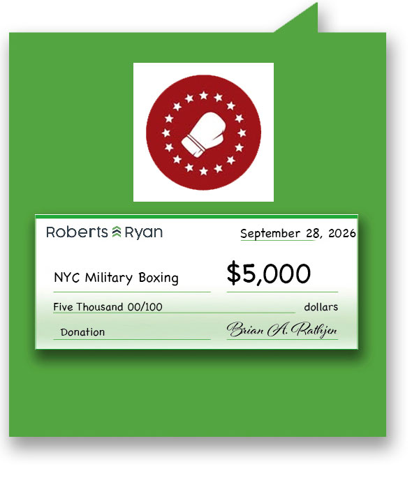 Roberts and Ryan donated $5,000 to NYC Military Boxing.
