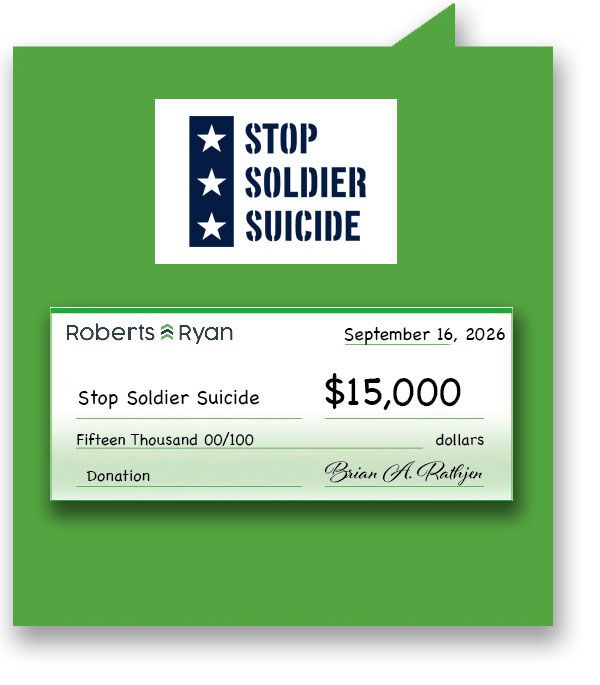 Roberts and Ryan donated $15,000 to Stop Soldier Suicide.